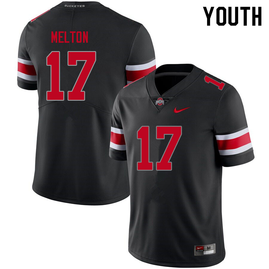 Ohio State Buckeyes Mitchell Melton Youth #17 Blackout Authentic Stitched College Football Jersey